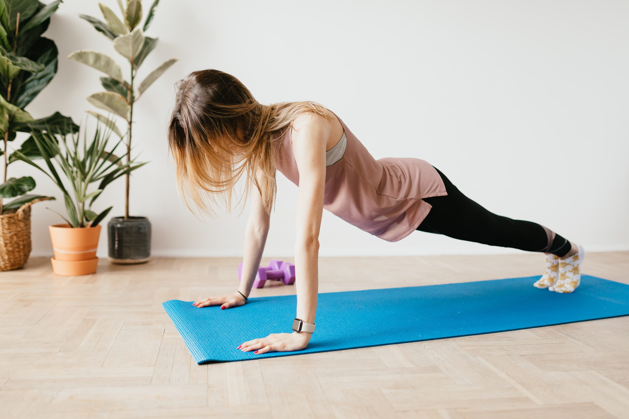 A woman doing plank pose